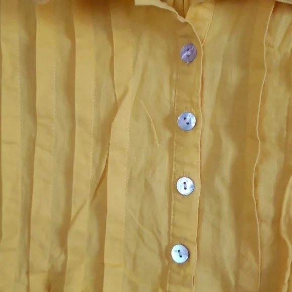 Sandro yellow linen rayon summer collared tank button front airy blouse women L - Picture 5 of 7